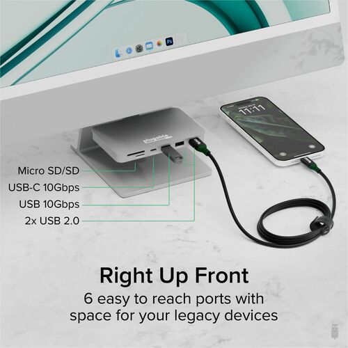 Hub USB C Plugable pour iMac 24 pouces, adaptateur multiport USB 6 en 1 avec 10 Gbit/s