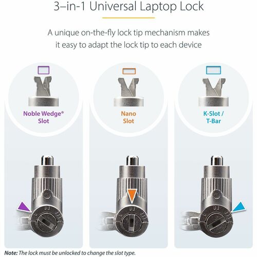 StarTech.com Candado universal para portátil (paquete de 25), 2 m, con llave igual, cable de seguridad