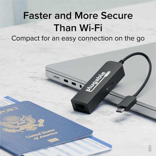 Adaptateur USB-C vers Ethernet 2,5 Go enfichable avec charge USB-C PD 100 W