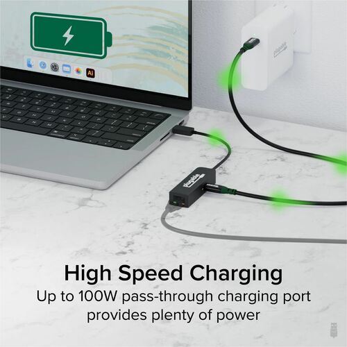 Adaptateur USB-C vers Ethernet 2,5 Go enfichable avec charge USB-C PD 100 W