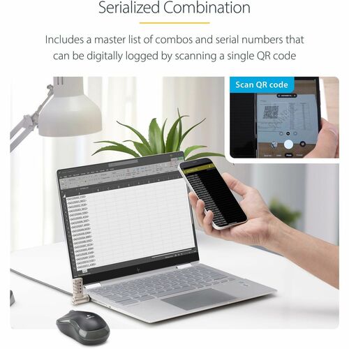 Câble de sécurité universel StarTech.com pour ordinateur portable (2 m), lot de 25