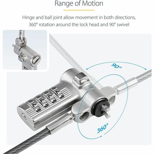 StarTech.com Paquete de 25 candados universales para portátiles de 2 m (6,6 pies), cable de seguridad combinado serializado