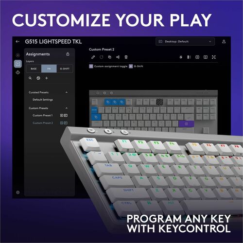 Teclado para juegos Logitech G515 Lightspeed TKL - Conectividad con cable/inalámbrica - Bluetooth