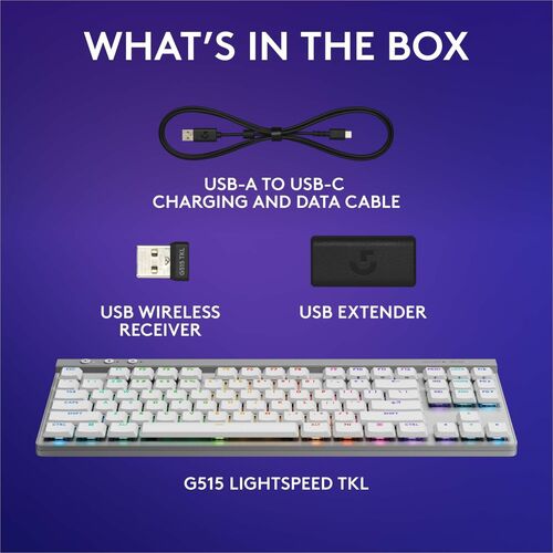 Teclado para juegos Logitech G515 Lightspeed TKL - Conectividad con cable/inalámbrica - Bluetooth