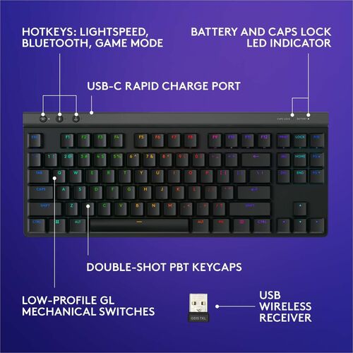 Clavier de jeu G515 Lightspeed TKL, linéaire, noir, multi-touch, 4 touches