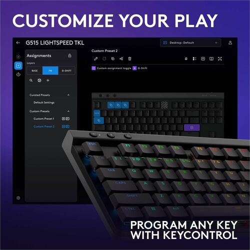 Clavier de jeu G515 Lightspeed TKL, linéaire, noir, multi-touch, 4 touches