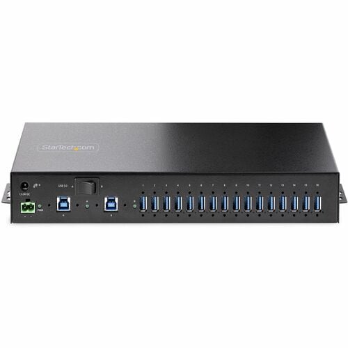 StarTech.com 16-Port Industrial USB 5Gbps Hub with Power Adapter, Mount