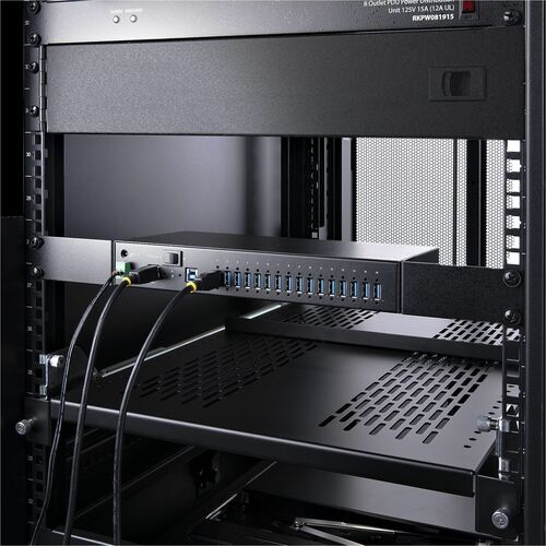 StarTech.com 16-Port Industrial USB 5Gbps Hub with Power Adapter, Mount