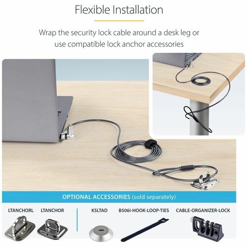 Câble de verrouillage universel pour ordinateur portable StarTech.com (2,0 m), lot de 25, avec clé passe-partout