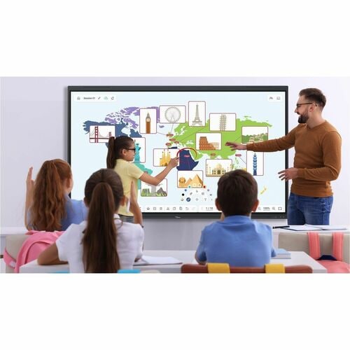 Écran plat interactif 4K UHD de 65 pouces. Tableau blanc collaboratif.