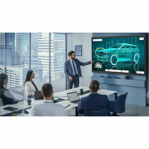 Écran plat interactif 4K UHD 75 pouces. Tableau blanc collaboratif.
