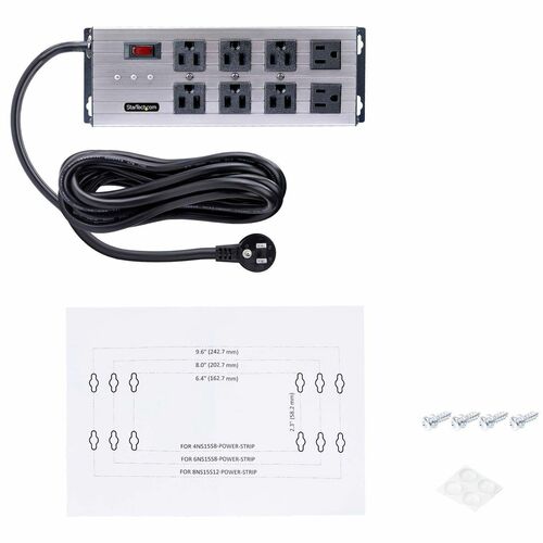 StarTech.com 8-Outlet Industrial Power Strip 125V/15A, EMI/RFI Isolati
