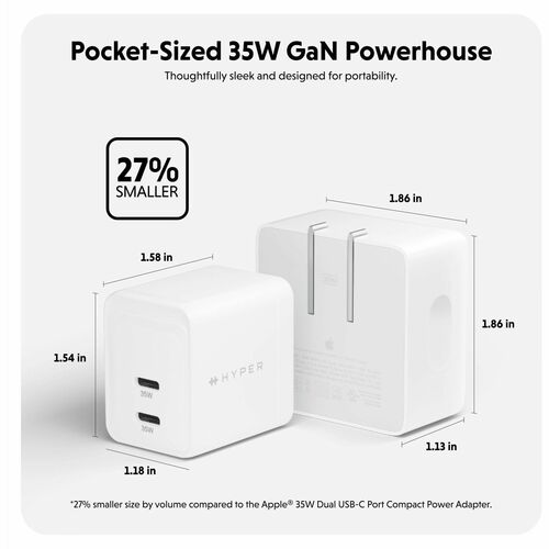 Cargador USB-C GaN Hyper HyperJuice de 35 W - 35 W