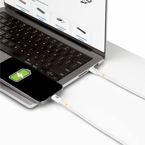 StarTech.com 10ft White USB-C Charging Cable, USB