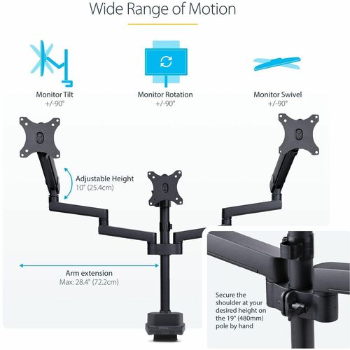 StarTech.com Soporte de escritorio para tres monitores de hasta T