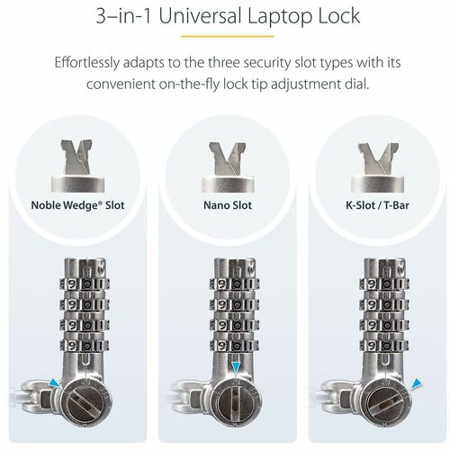 StarTech.com Universal Laptop Cable Lock 6.6ft, Serialized Combo Security Cable