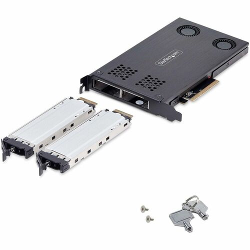 DUAL M.2 NVME SSD TO PCIE X8 - REMOVABLE MOBILE RACK/BACKPLANE