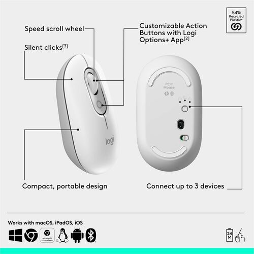 SOURIS LOGITECH POP BLANC CASSÉ MULTI 10
