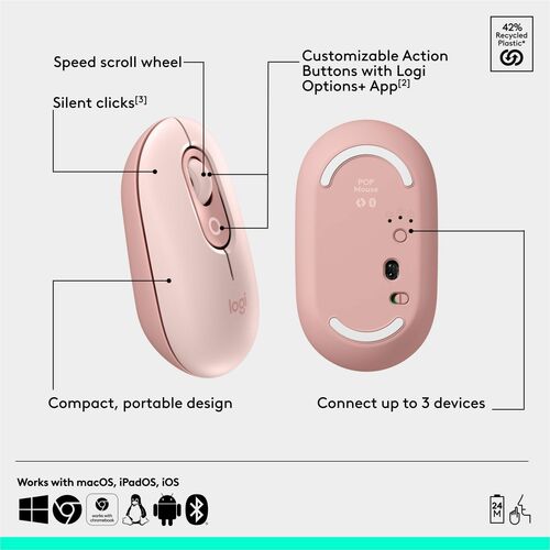 SOURIS LOGITECH POP ROSE MULTI 10