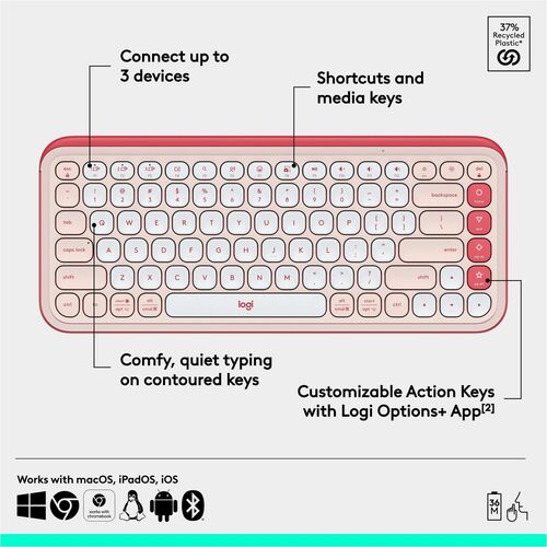 CLAVIER LOGITECH POP ICON KEYS ROSE MULTI 4
