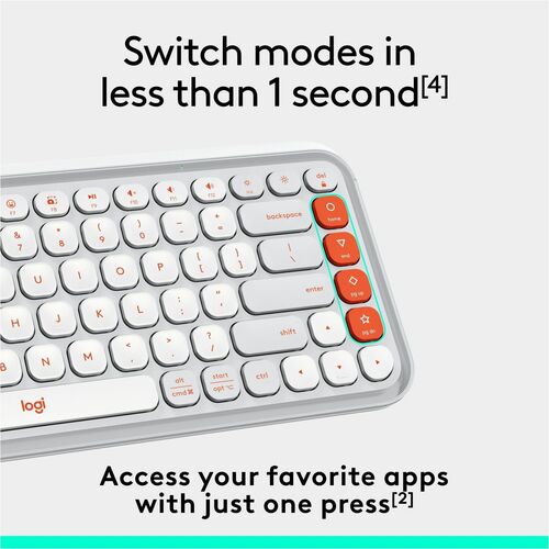 CLAVIER LOGITECH POP ICON KEYS BLANC CASSÉ-ORANGE MULTI 4