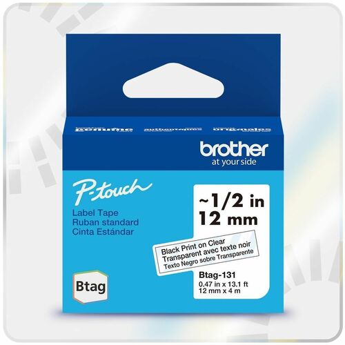 Brother P-touch BTAG-131 Black on Clear Label Tape - 15/32\" (12 mm) Width x 13