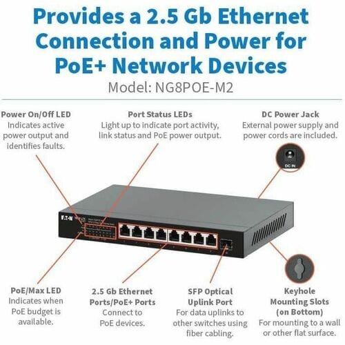 8PORT 2.5GBPS DESKTOP GB ETHERNET UNMANAGED SWITCH WITH
