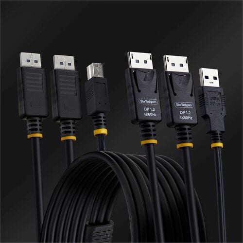 Cable KVM StarTech.com de 1,8 m (6 pies) con dos DisplayPort y USB de 5 Gbps, hasta 4K 60 Hz, DP y EE. UU.