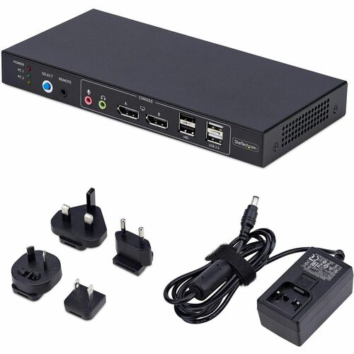 MATRIZ DE VIDEO KVM DP DE 2 PUERTOS CON DOS MONITORIZADORES Y DOBLE VISTA 4K 60HZ