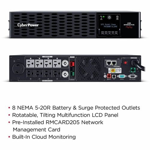 CyberPower New Smart App Sinewave PR3000RTXL2UCN 3000VA Rack/Tower UPS