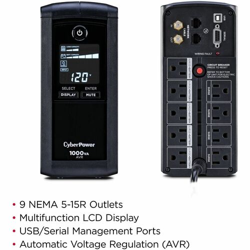 Sistemas UPS Cyber Power CyberPower CP1000AVRLCD LCD inteligente - Tapa