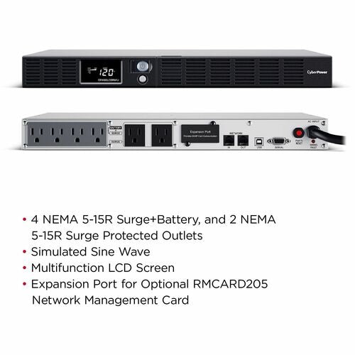 Cyber Power CyberPower OR1000LCDRM1U Smart App LCD UPS Systems - 120 V
