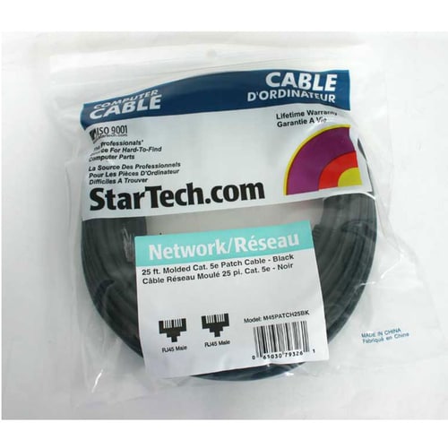 Câble patch UTP Cat5e moulé noir StarTech.com de 7,6 m