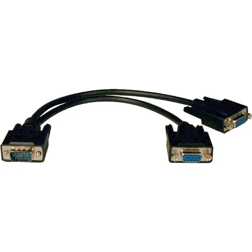 Tripp Lite 1ft VGA Monitor Y Splitter Cable HD15 M/2xF 1' - HD-15 Female - HD-15 Male - 30