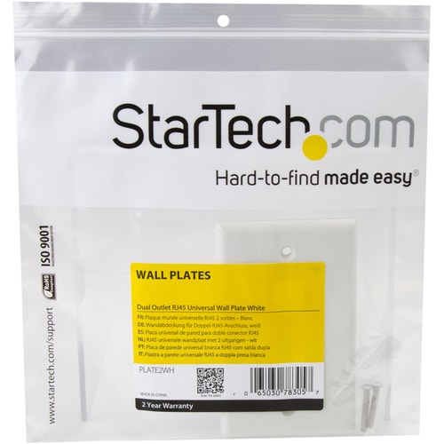 StarTech.com Placa de pared universal RJ45 con doble salida, color blanco - Montaje en pared