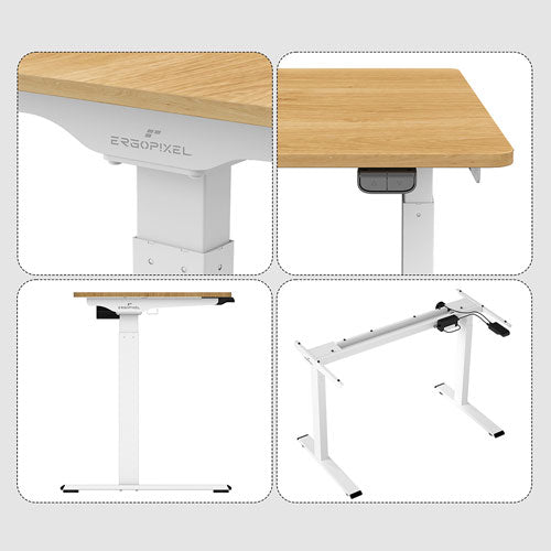 ERGOPIXEL SERIE ALTURA LEGGERO ESCRITORIO DE ALTURA AJUSTABLE BAMBÚ/BLANCO