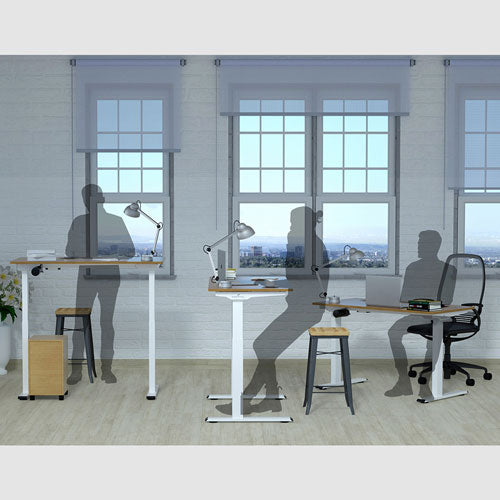 ERGOPIXEL SERIE ALTURA LEGGERO ESCRITORIO DE ALTURA AJUSTABLE BAMBÚ/BLANCO