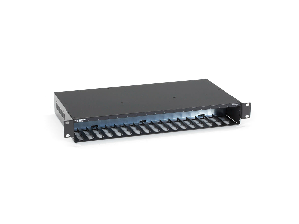 Bandeja de alimentación de CA de 18 ranuras de Black Box Corp para convertidores miniatura