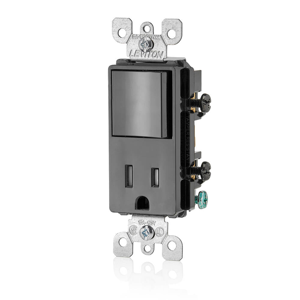 Leviton Combination Decora Switch/Recep Black (5625-E)