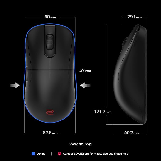 Ratón para juegos Benq Zowie, inalámbrico, negro, tamaño pequeño, sin controladores