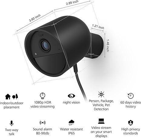 Caméra filaire Hue Secure Cam noire, lot de 1
