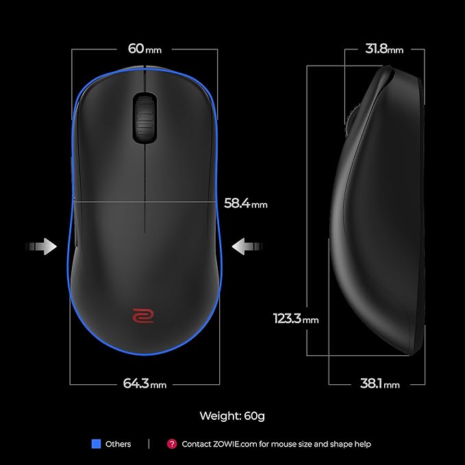 Ratón inalámbrico para juegos Benq Zowie, color negro, tamaño mediano, sin controladores