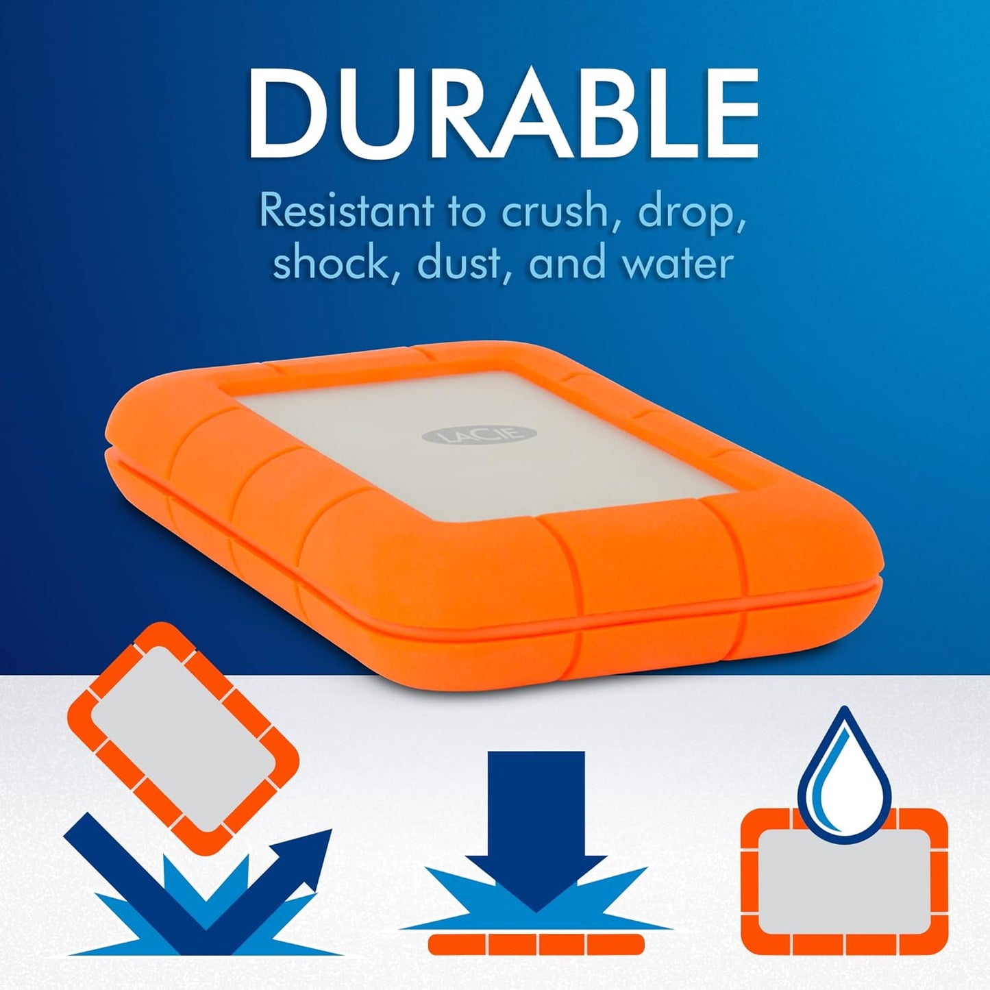 Disque SSD LACIE RUGGED USB 3.1 TYPE C 2.5SE 1 To (STHR1000800)
