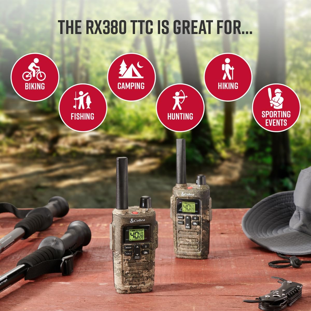 Cobra 32-Mile, Rugged Two-Way Radio, Truetimber Strata, 2 Pack Bil