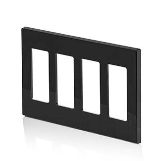 Leviton Screwless Decora Wallplate 4 Gang Black (80312-SE)