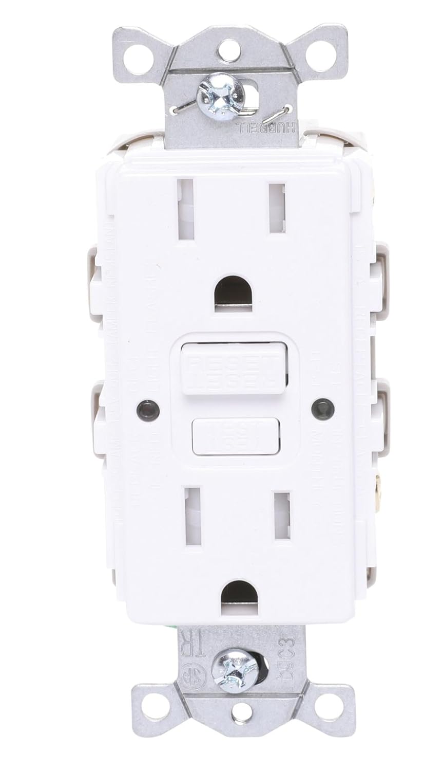 Lutron Claro 15A GFCI Tamper Res. Self Testing Receptacle, White (CAR-15-GFST-WH)