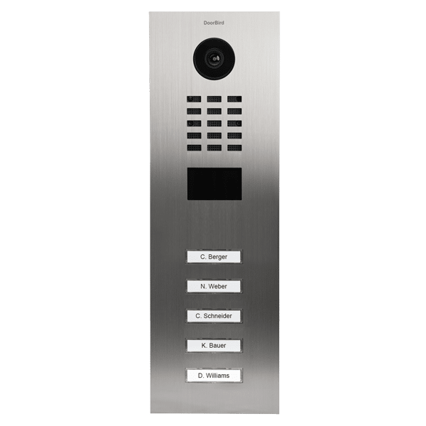 DoorBird IP Video Door Intercom 5 Buttons for 5 Tenants, Brushed Stainless Steel (D2105V)