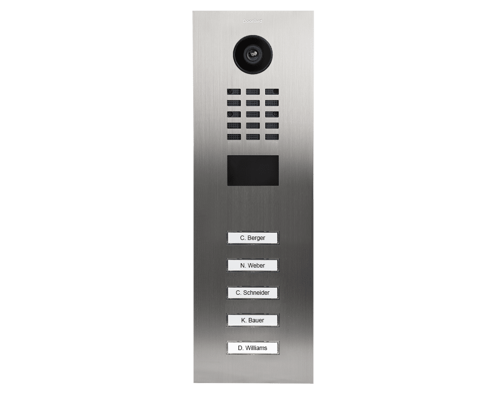 DoorBird IP Video Door Intercom 5 Buttons for 5 Tenants, Brushed Stainless Steel (D2105V)