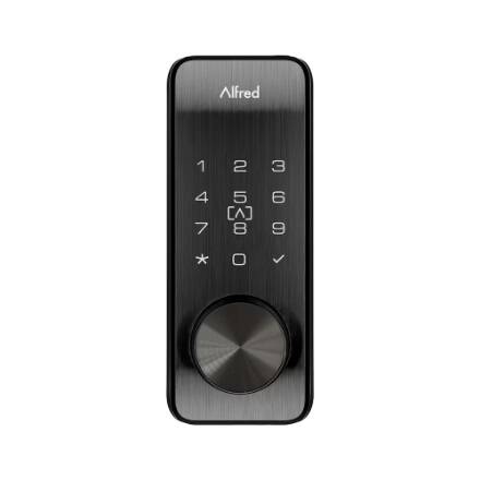 Serrure connectée Alfred DB2S avec batterie rechargeable, Bluetooth, RFID, clé, noire (DB2S-KEY-BL)