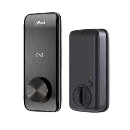 Alfred DB2S Smart Lock with Rechargeable Battery, Bluetooth, RFID, Key, Black (DB2S-KEY-BL)
